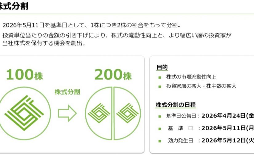 株式分割および株主優待制度の変更に関するお知らせ